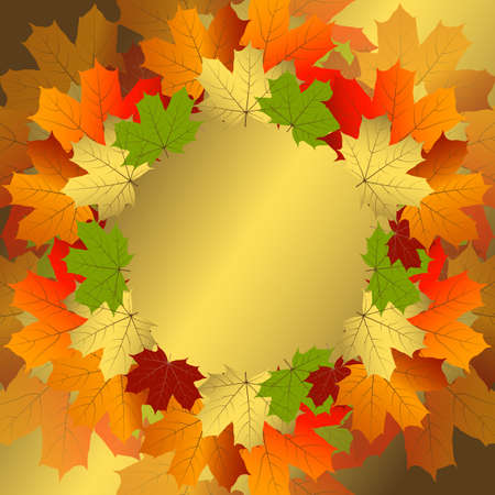 Autumn decorative floral frame with colorful translucent maple leavesのイラスト素材
