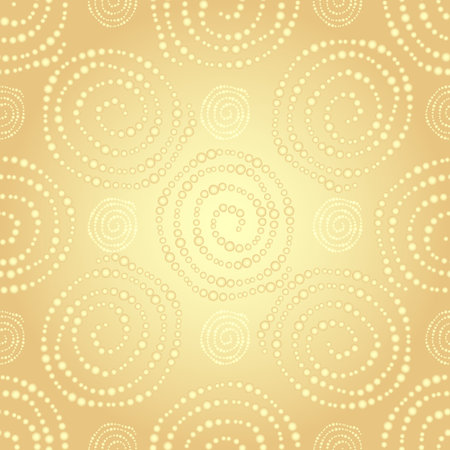 Golden seamless pattern with gold gradient dots spiralsのイラスト素材