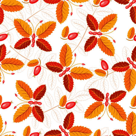 Seamless autumnal pattern with colorful butterflies from leavesのイラスト素材