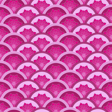 Vintage seamless pattern pink-purple gradient flowers, vectorのイラスト素材