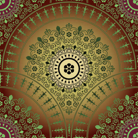 Vintage gradient seamless pattern with lace circles, vector eps10のイラスト素材