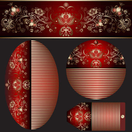 Set gradient banners various shapes in a vintage style on a black background, vectorのイラスト素材