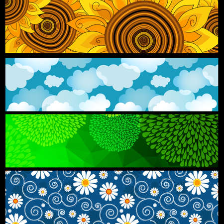Set colorful bright banners for design on black.のイラスト素材