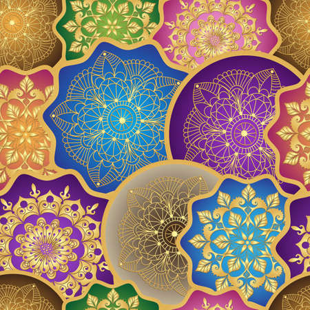 Vintage seamless pattern with colorful gradient circles, vectorのイラスト素材