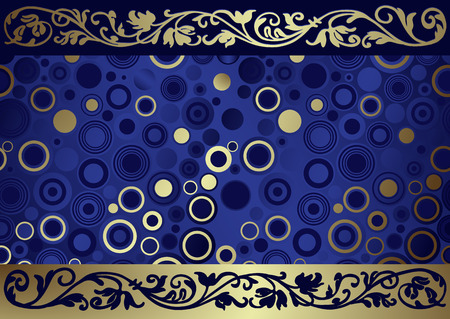 Blue frame with vintage gold pattern (eps 8)	のイラスト素材