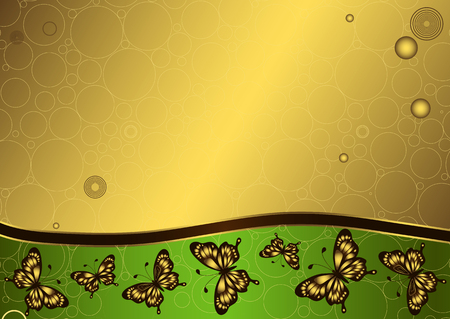 Golden business card with butterflies (vector eps 8)のイラスト素材