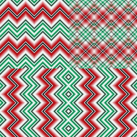 Set abstract striped zigzag christmas seamless patterns with colorful stripsのイラスト素材