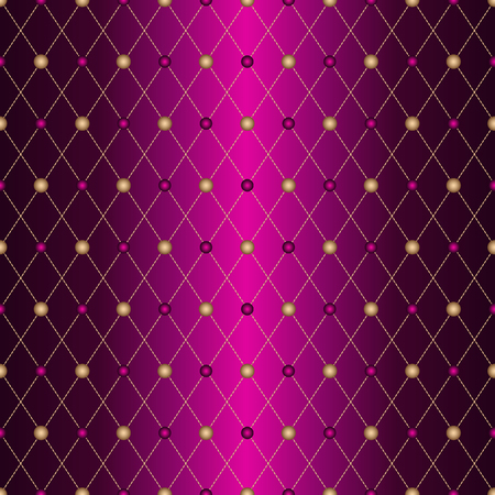 Seamless purple pattern with gradient golden rhombuses lattice and beadのイラスト素材