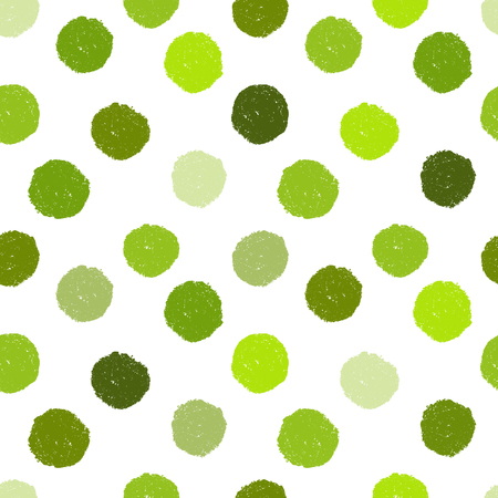 Seamless grunge pattern with green polka dots on transparent background. Uneven placement. Vector image. Eps 8のイラスト素材