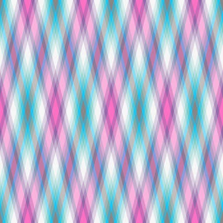 Abstract diagonal striped seamless pattern with white, violet, green and blue rhombusのイラスト素材