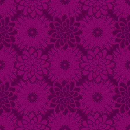 Bicolor dark magenta seamless pattern with painted flowersのイラスト素材