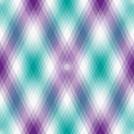Abstract diagonal striped seamless pattern with white, violet, green and purple rhombuのイラスト素材