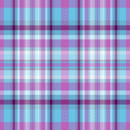 Seamless checkered pattern with white, purple and blue cells, dark diagonal stripes. vector eps 10のイラスト素材