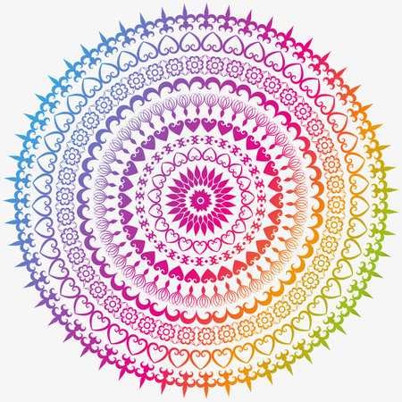 Colorful gradient vintage  vector mandala on whiteのイラスト素材