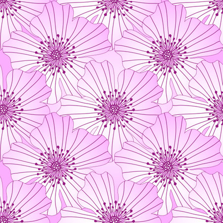 Seamless spring pattern with pale pink flowers. Vector eps 10のイラスト素材