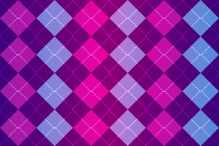 Seamless violet pattern with white lines and colorful rhombus, vector eps 10のイラスト素材