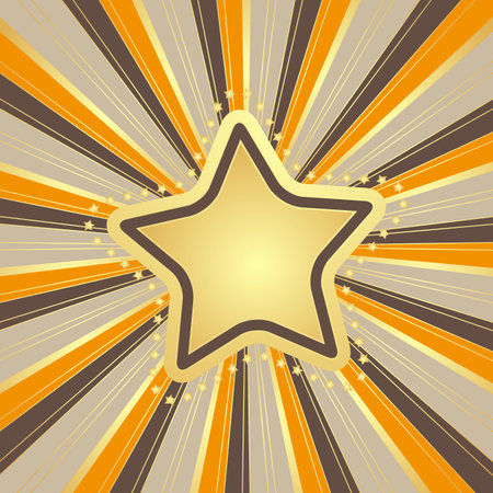 Vector blank Retro Style Background with golden star and colorful beamsのイラスト素材