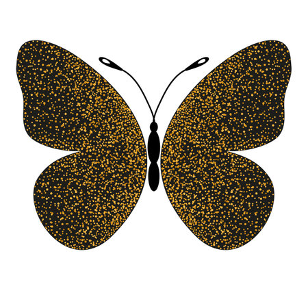 Vector vintage isolated gold and black butterfly for your design. Transparent backgroundのイラスト素材