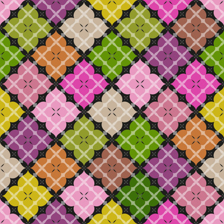 Vector seamless spring festive pattern of colorful flowers on a dark background