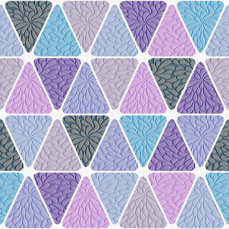 Vector seamless geometric pattern with triangles of boho colors with vintage translucent paisley...