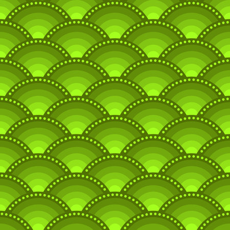 Vector vintage hand drawn green seamless pattern with circlesのイラスト素材