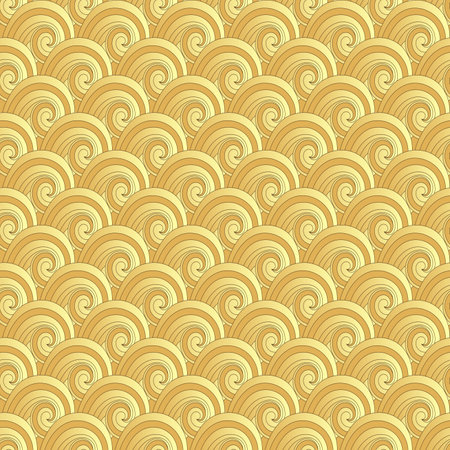 Vector seamless golden hand drawn pattern with golden wavesのイラスト素材