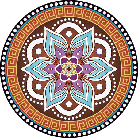 Vector mandala. Decorative round colorful floral ornament isolated on whiiteのイラスト素材
