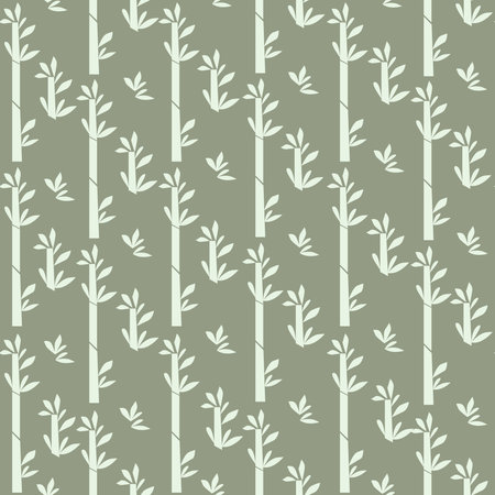 Seamless pattern green bamboo stalks with leavesのイラスト素材