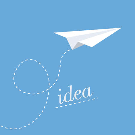 paper plane flies on a given trajectory. The concept of a creative idea. Vector illustration of a successful business startup.のイラスト素材