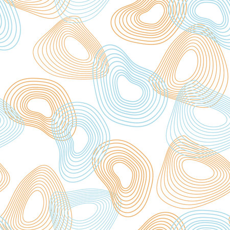 Seamless abstract pattern of dynamic lines and distorted circles. Vector background, wallpaper....