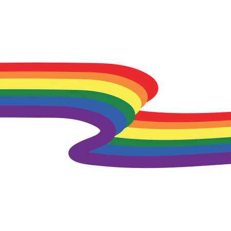 Vector illustration of the LGBT community. Multicolored rainbow ribbon. Developing banner. LGBTQ symbols and colors. Human rights and tolerance. Happy pride month. Postcard design, banner design.のイラスト素材