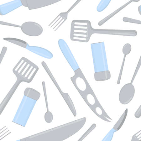 Seamless pattern of food cutlery and kitchen toolsのイラスト素材