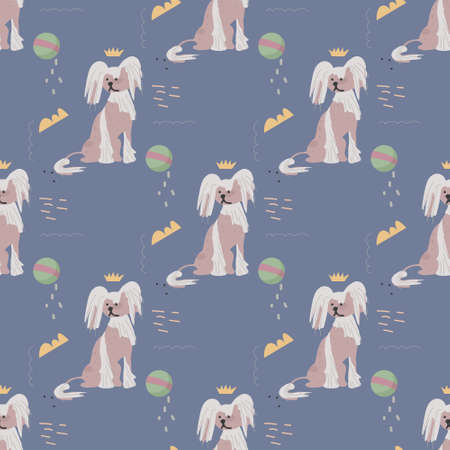 Seamless pattern with cute pet dogs. Vector pattern for textile products, children's room design, wrapping paper.のイラスト素材