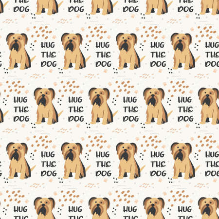 Seamless pattern with cute pet dogs. Vector pattern for textile products, children's room design, wrapping paper.のイラスト素材