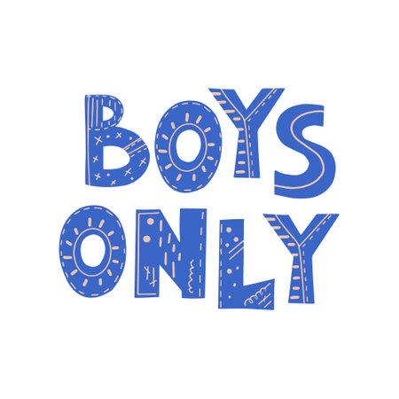 Inscription Boys Only. Scandinavian style vector illustration with decorative abstract elements.のイラスト素材