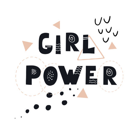 Inscription Girl Power. Scandinavian style vector illustration with decorative abstract elements.のイラスト素材