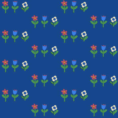 Seamless natural pattern of flowers in a simple shape. Vector print for paper, wallpaper and textile design.のイラスト素材