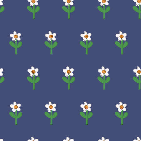 Seamless natural pattern of flowers in a simple shape. Vector print for paper, wallpaper and textile design.のイラスト素材