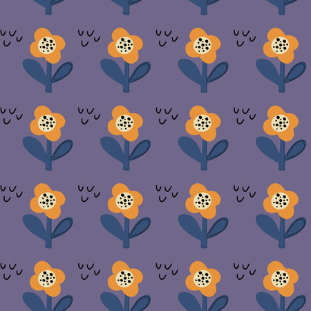 Seamless natural pattern of flowers in a simple shape. Vector print for paper, wallpaper and textile...