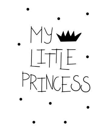 Scandinavian style graphic poster with My little princess lettering in a minimalist style.のイラスト素材