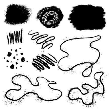 Vector set of abstract textures from paint strokes. Hand drawn abstract grunge backgrounds, stripes and lines.のイラスト素材