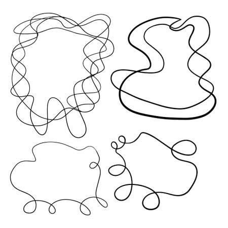 Hand drawn abstract lines. Vector frame set for design and template making.のイラスト素材