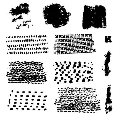 Vector set of abstract textures from paint strokes. Hand drawn abstract grunge backgrounds, stripes and lines.のイラスト素材