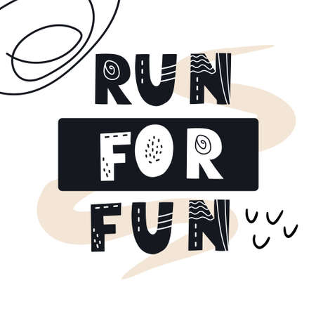 RUN FOR RUN. Scandinavian style vector illustration with decorative abstract elements.のイラスト素材