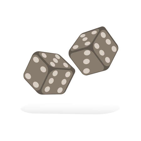 Dice, two cubes for gambling or divination. Vector flat illustration.のイラスト素材