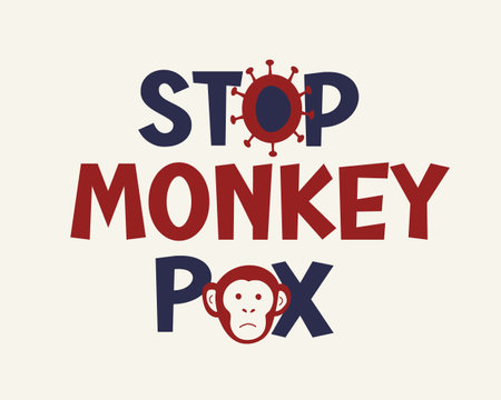 Illustration of the monkeypox virus. The face of the monkey as a symbol. Icon of smallpox and outbreak of a new infectious disease. flat vector.のイラスト素材