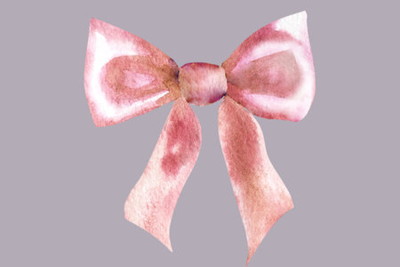 Watercolor illustration Hand painted pink bow isolated on white background.の写真素材