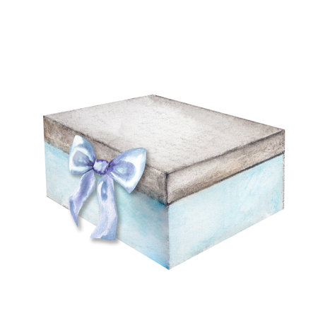 Watercolor illustration of gift boxes with bows for postcards for birthday, new year, Christmas and other holidays.の写真素材
