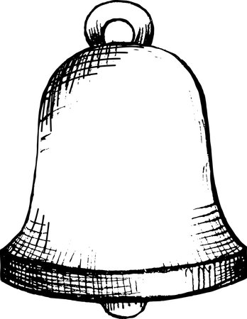 Vector illustration of a Christmas tree toy for the New Year. Hand drawn black and white bluebell.のイラスト素材