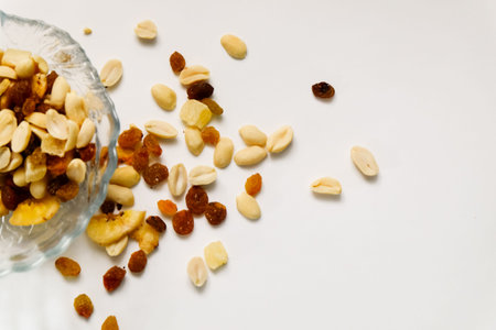 Healthy eating, dieting and nutrition concept. Assorted nuts on white background.